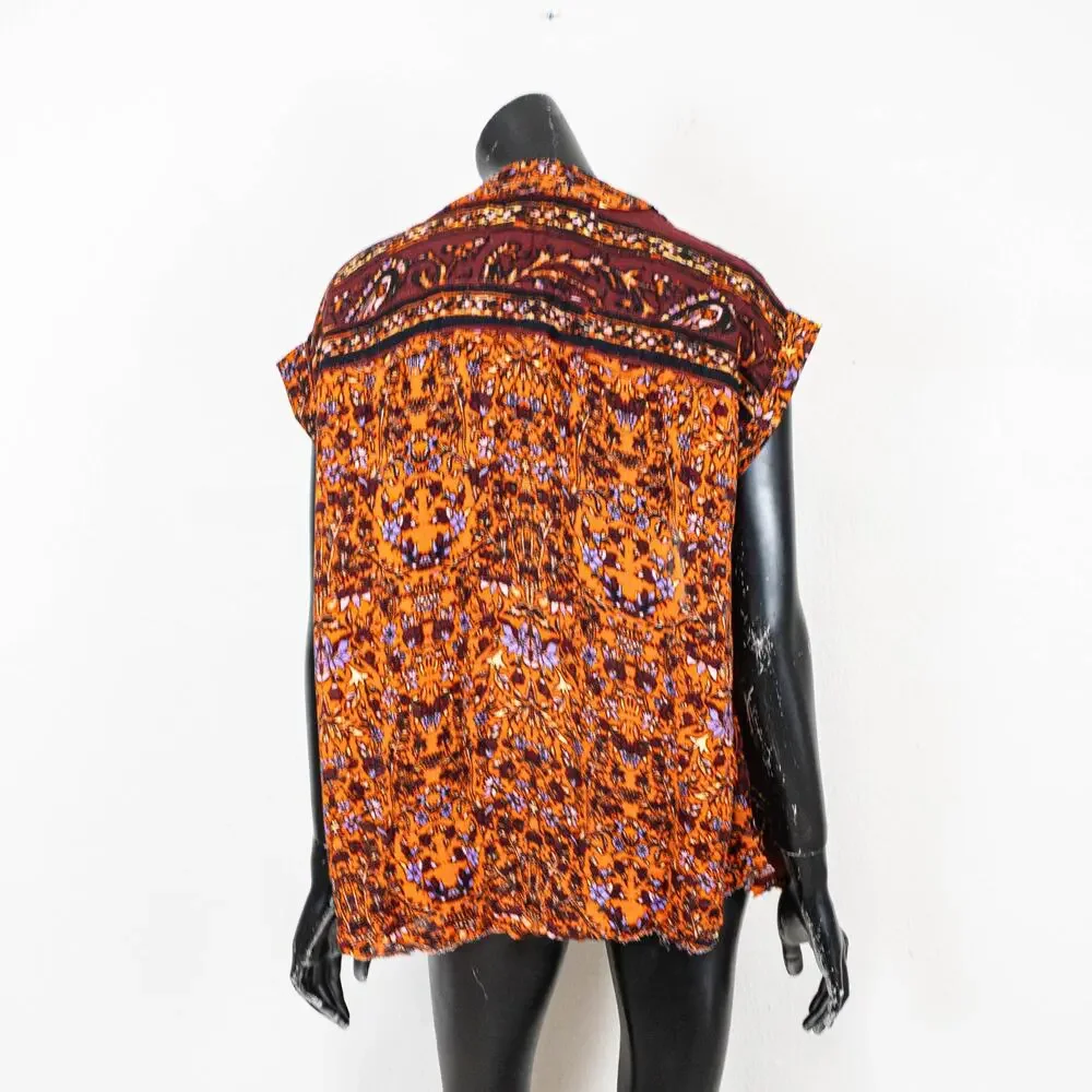 Free People Boho Paisley Kimono Cardigan vest open front sz XS - Picture 5 of 10